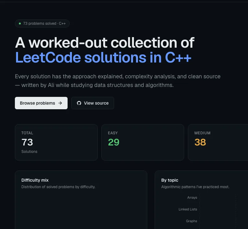 LeetCode solutions site screenshot